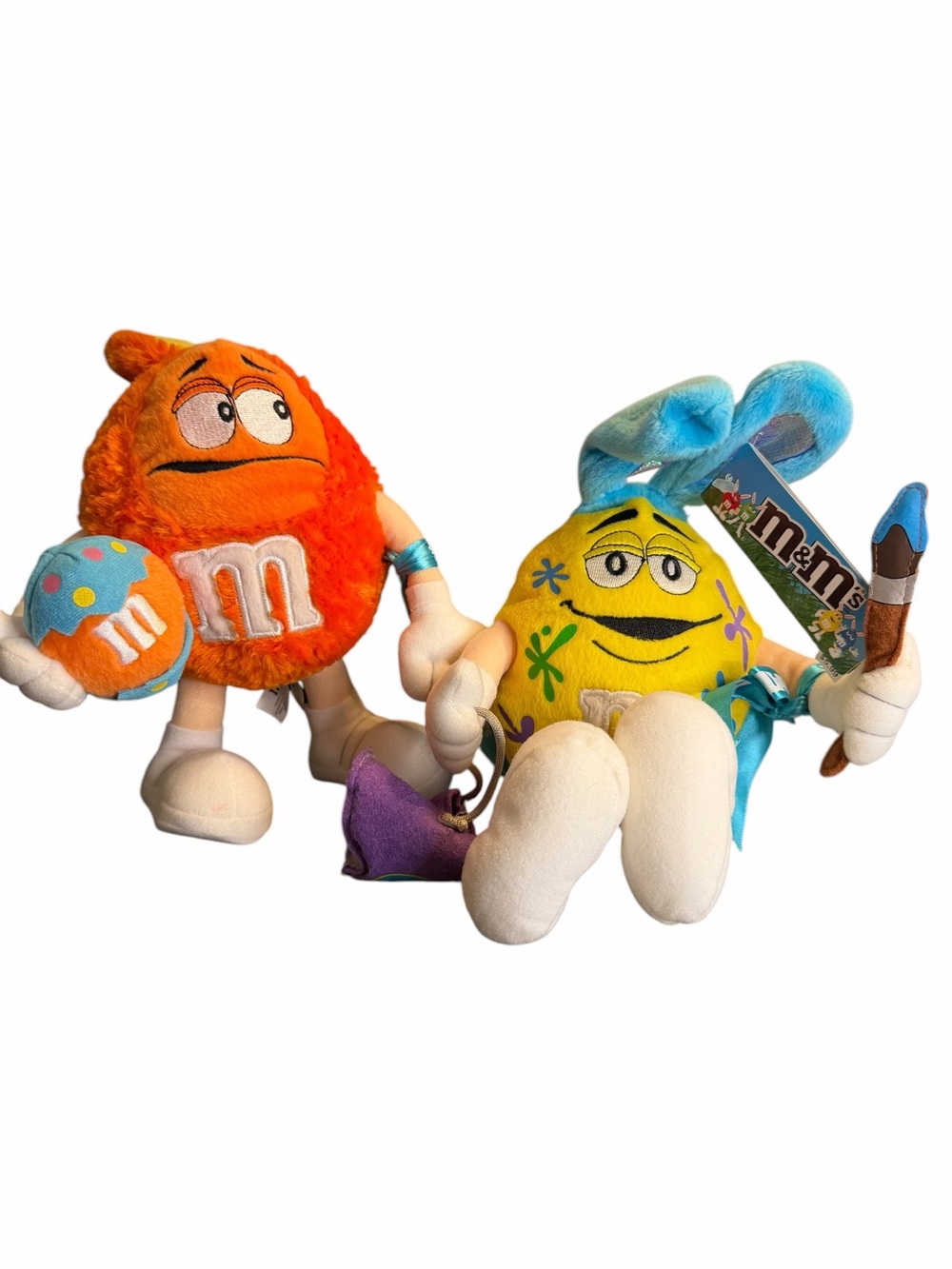 M&M’s Easter Bunny Orange & Yellow Artist Plush Set w/ Tags 10” 12”